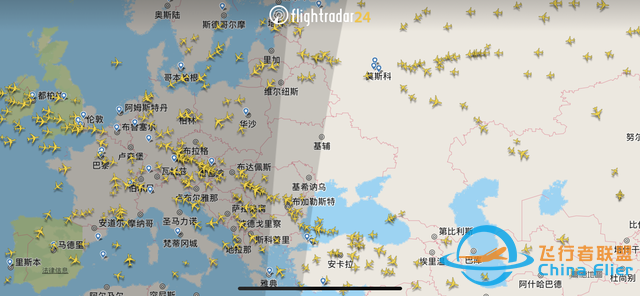 烏克蘭已關閉領空 航班追蹤軟件顯示烏領空已無民航客機飛行-343